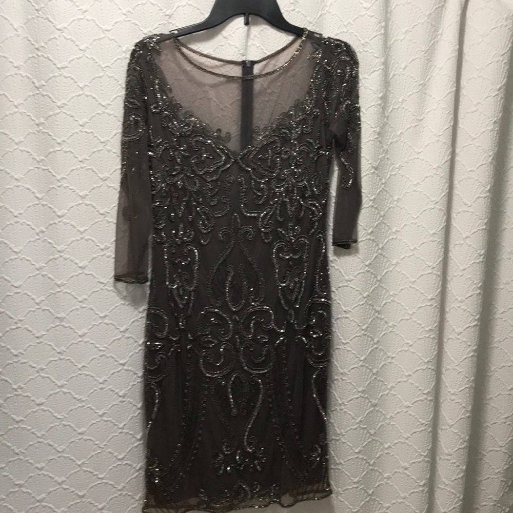 Beaded cocktail dress pewter.